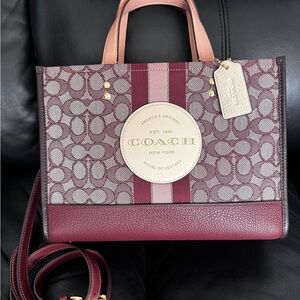 Coach Maroon and Pink Signature Tote Bag
